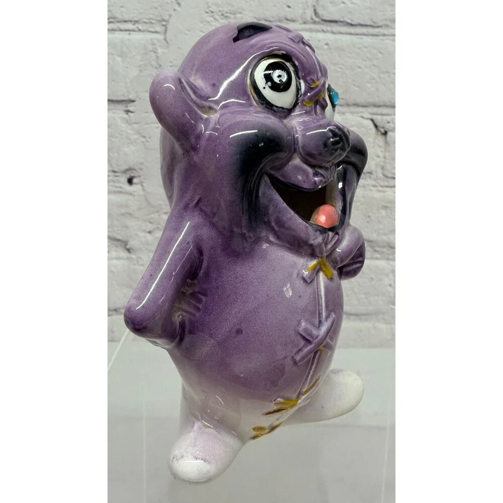 Vtg Kreiss Psycho Ceramics Purple Monster Figurine My Operation Stitches Kitschy